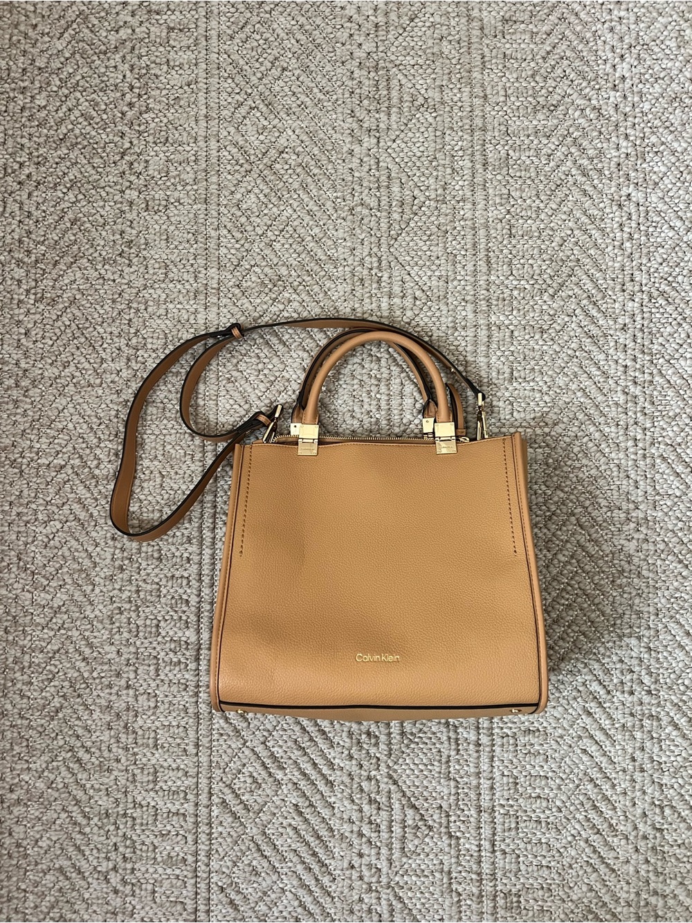 Calvin Klein Sophia Triple Compartment Tote Color Doe (Brown) w/ Gold Hardware